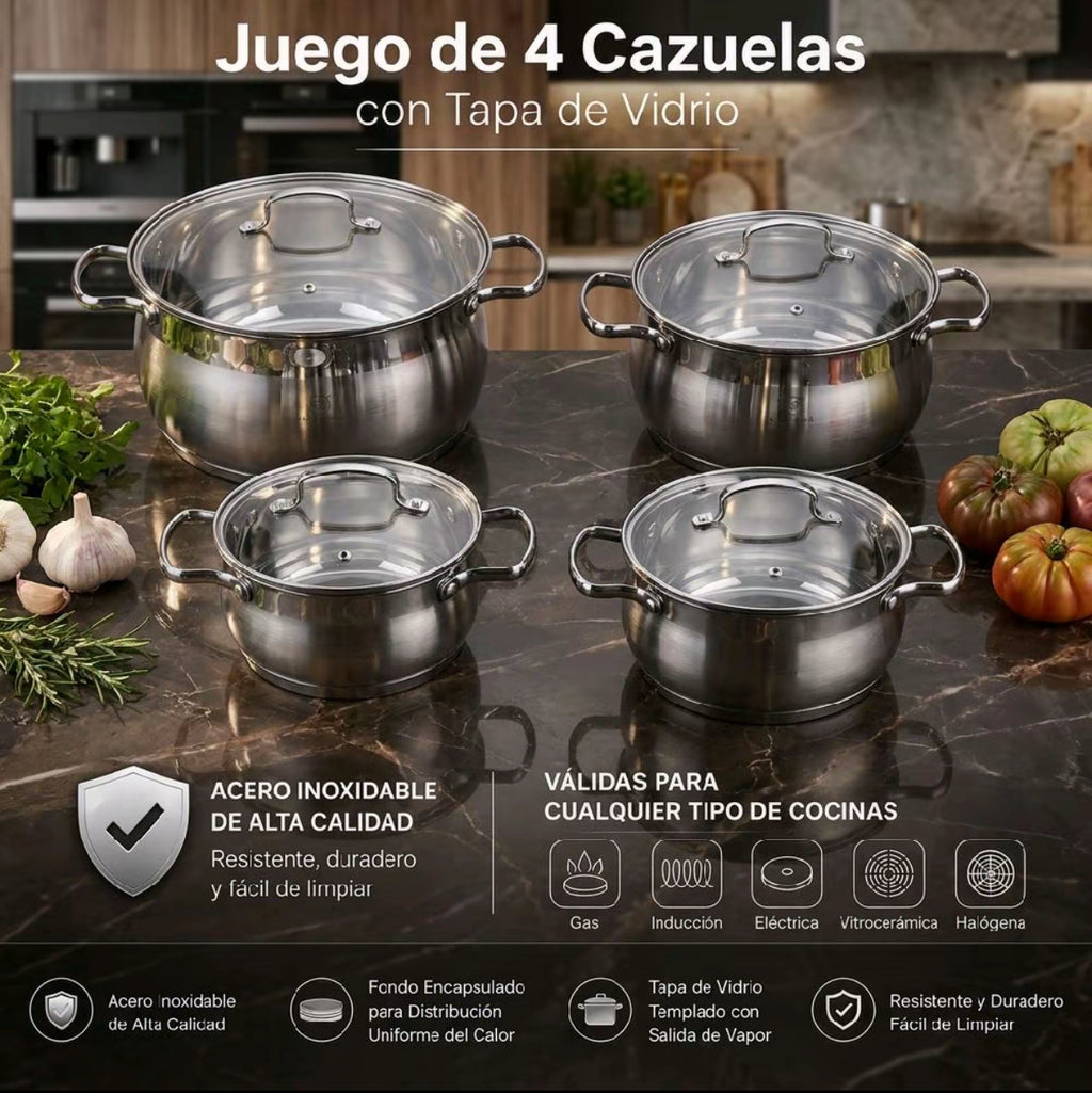 Set de ollas de acero inoxidable