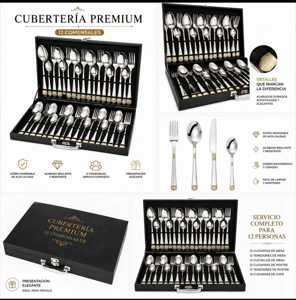 Cubertería Premium de 12 Comensales