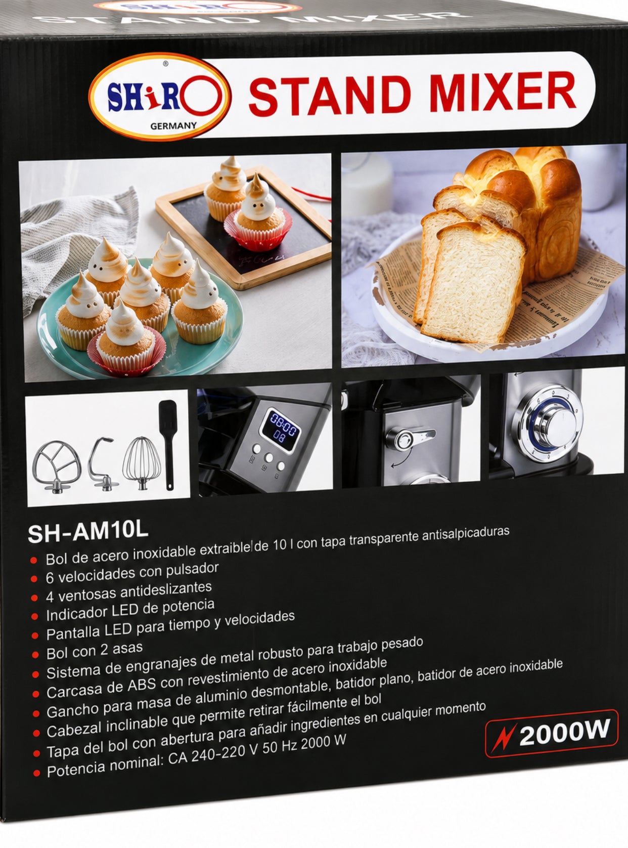 Batidora Amasadora SHIRO SH-AM10L 2000W – 10 Litros