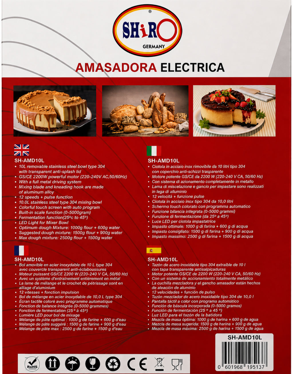 AMASADORA DIGITAL SHIRO 10L