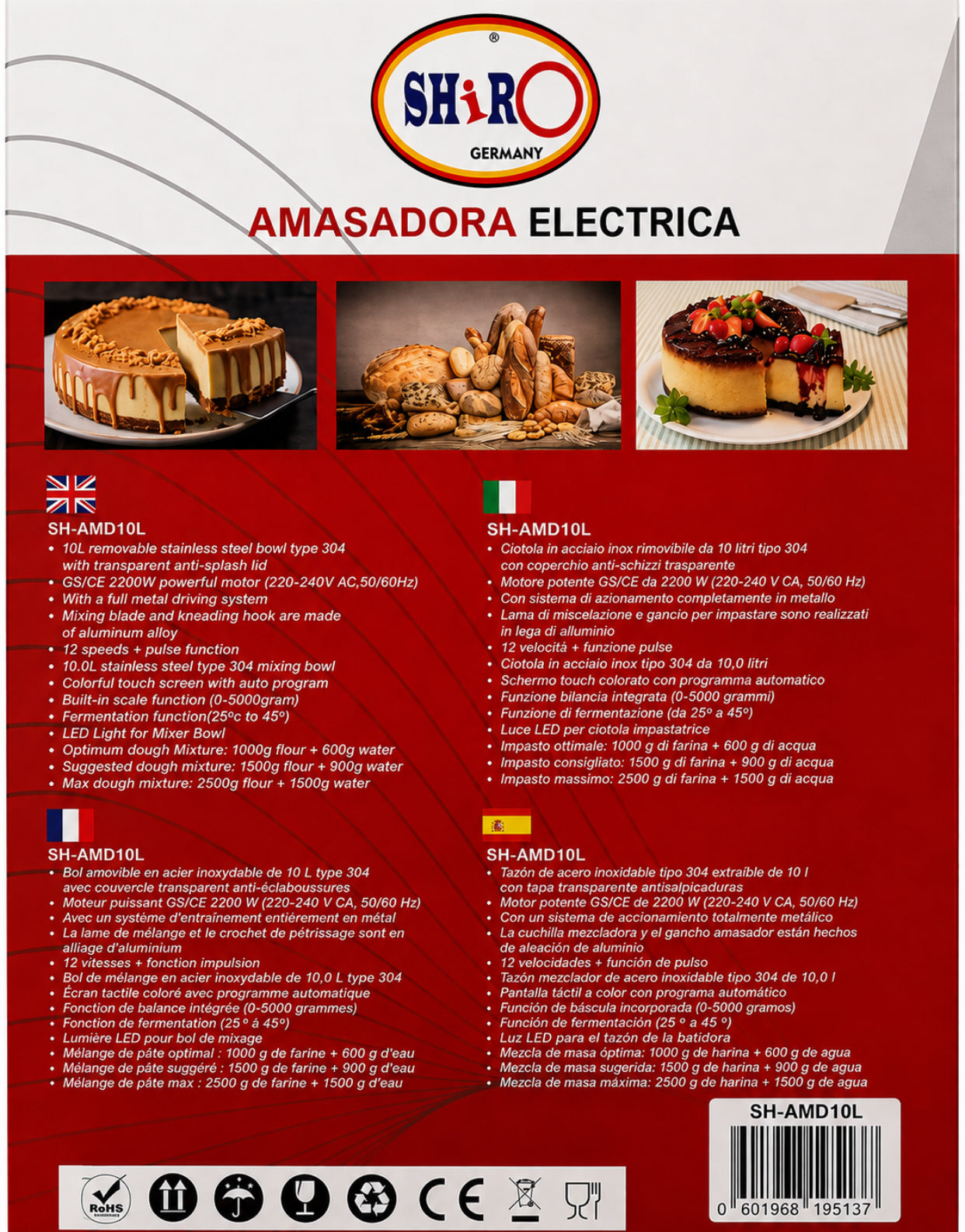 AMASADORA DIGITAL SHIRO 10L