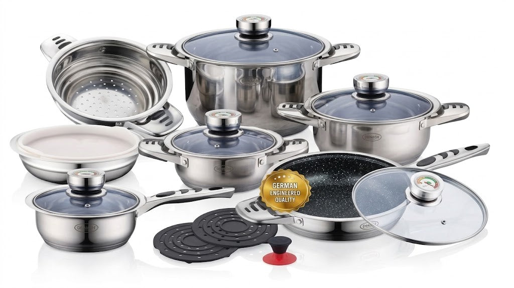 Batería de Cocina de Acero Inoxidable Premium – Juego Completo de 16 Piezas